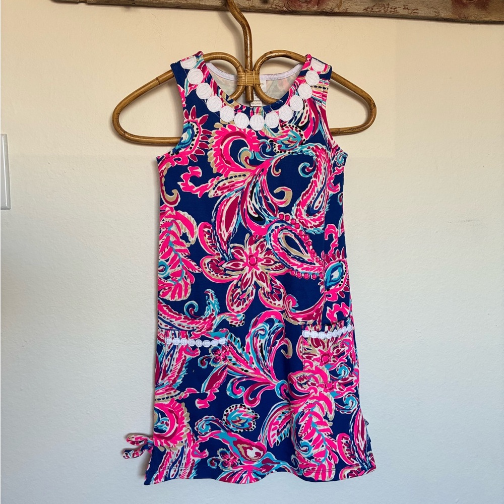 Lilly Pulitzer Lilly Knit Flitting About Print Shift Dress Girls Size 6-7